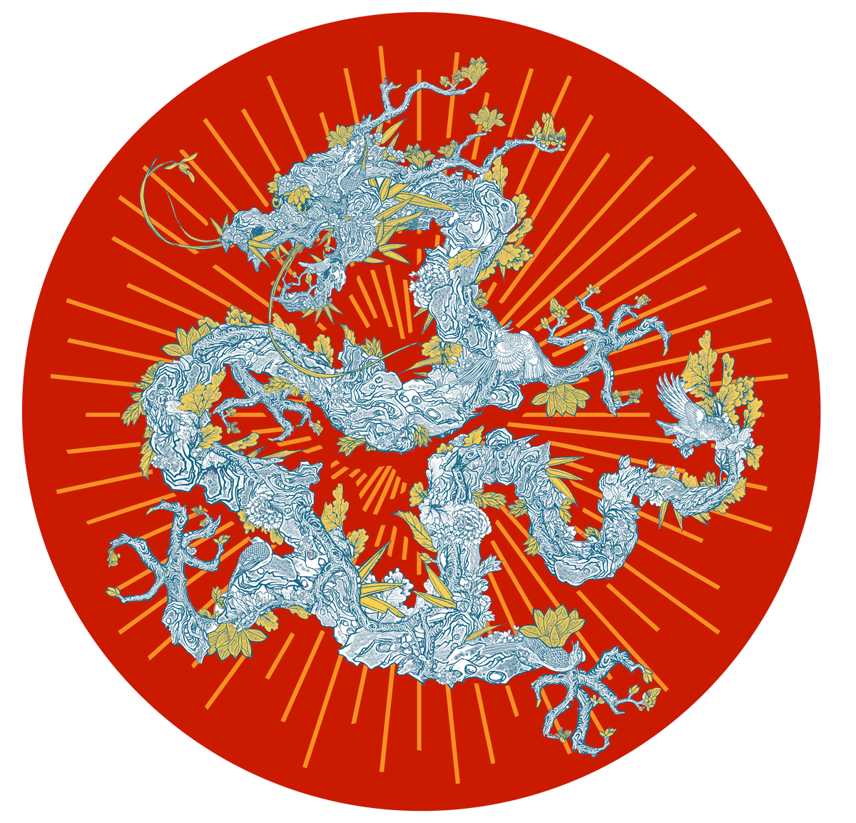 Nine Dragon Prints (Red)